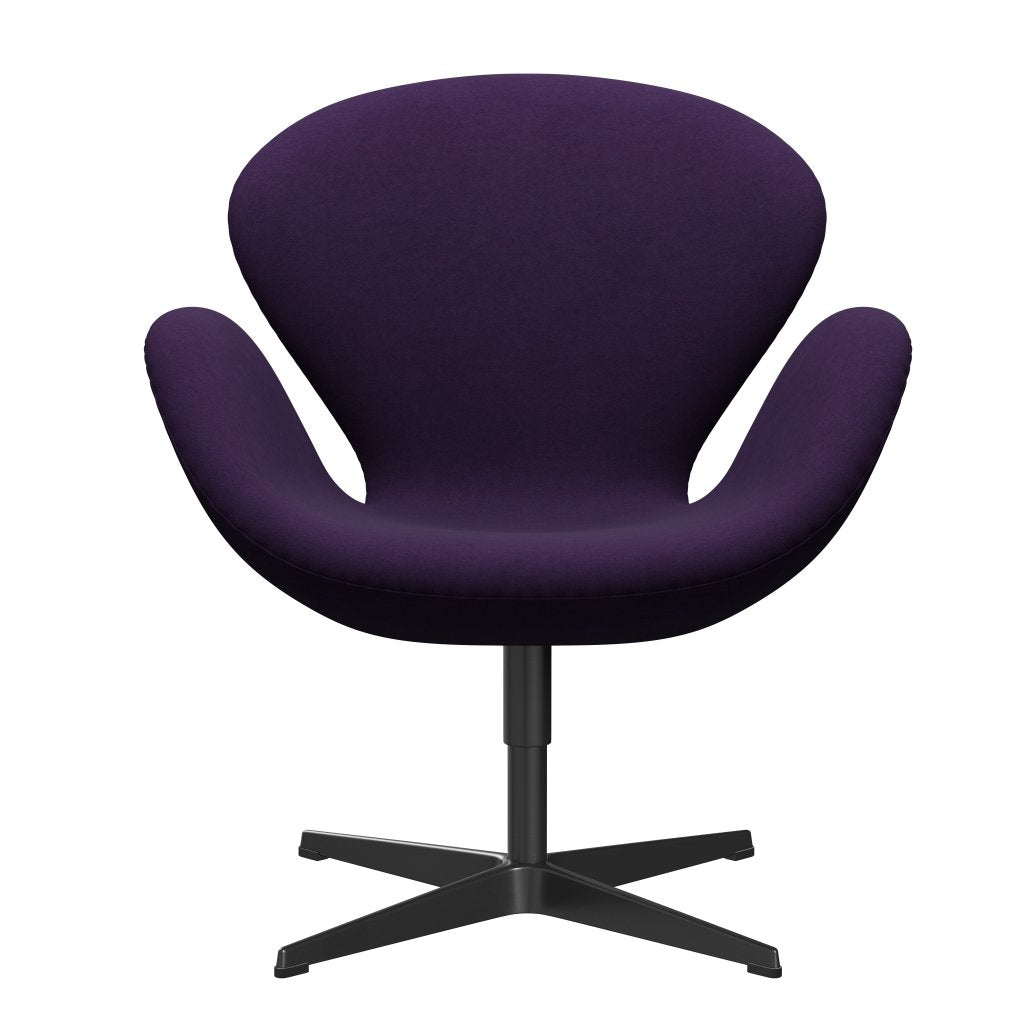 Sillón de cisne Fritz Hansen, lacado negro/comodidad violeta oscuro