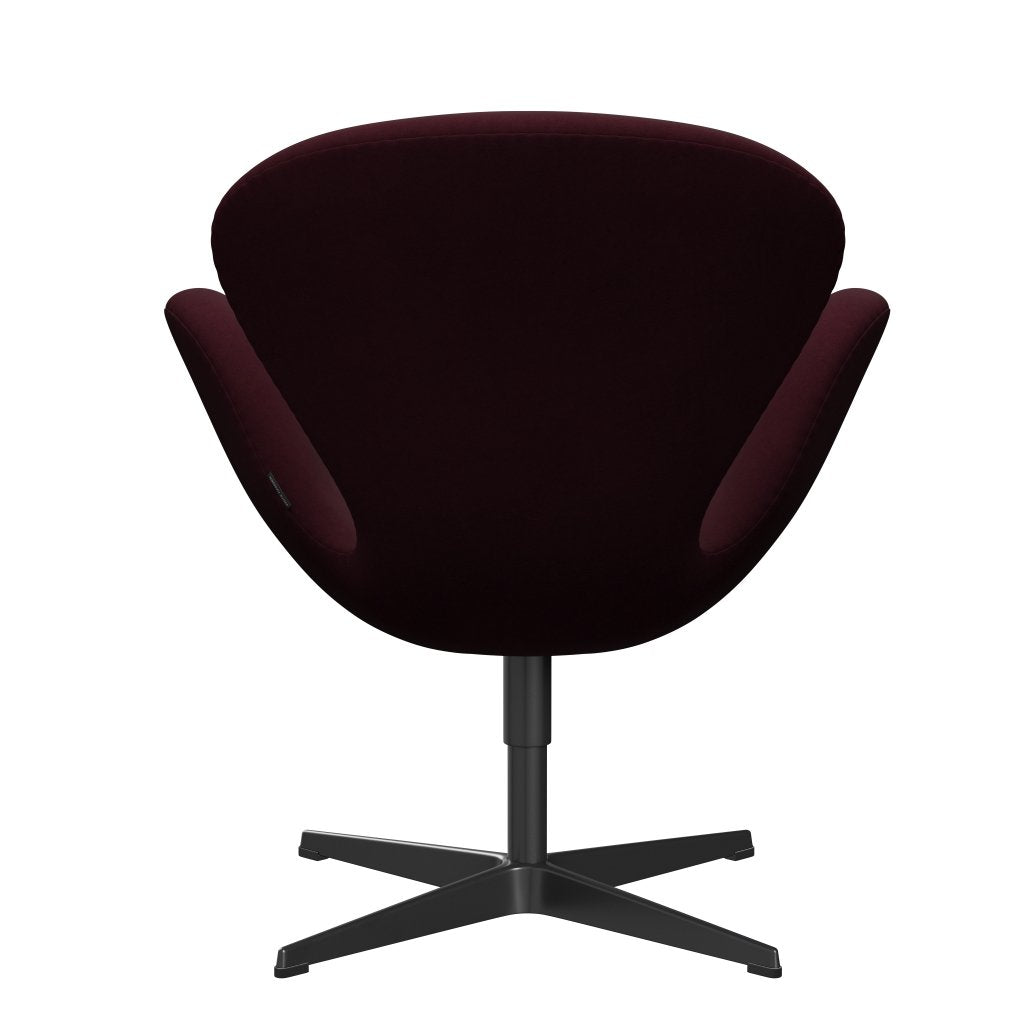 Fritz Hansen Chaise longue du cygne, noir laqué / confort violet / rouge foncé