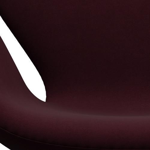 Fritz Hansen Chaise longue du cygne, noir laqué / confort violet / rouge foncé