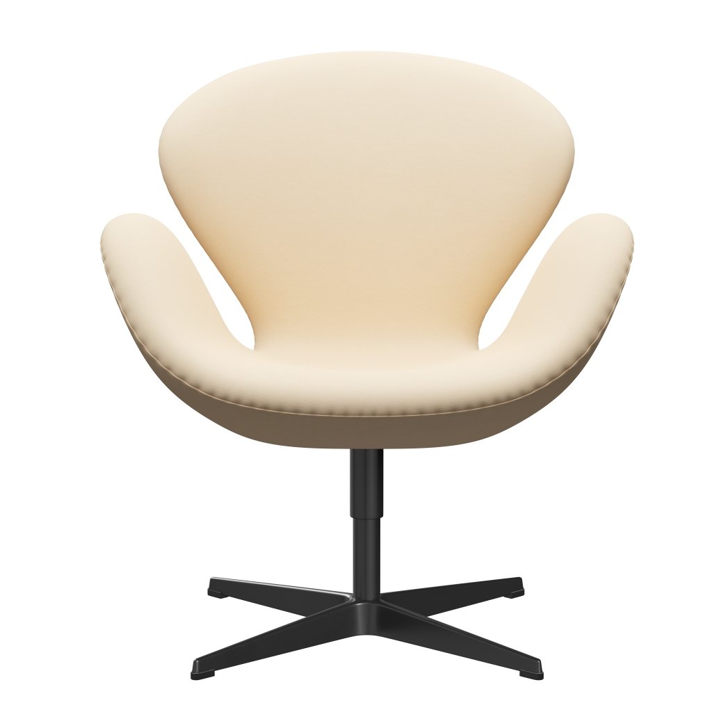 Fritz Hansen Chaise salon de cygne, laquée noire / confort blanc / beige