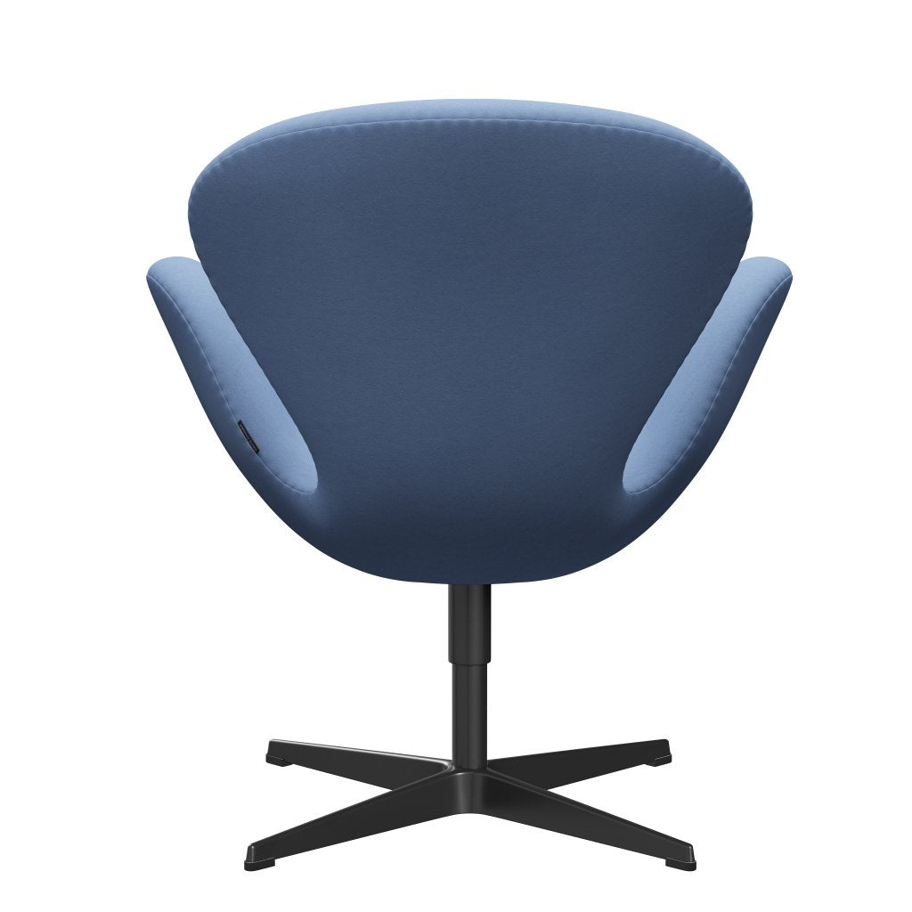 Fritz Hansen Chaise salon de cygne, laquée noire / confort blanc / bleu