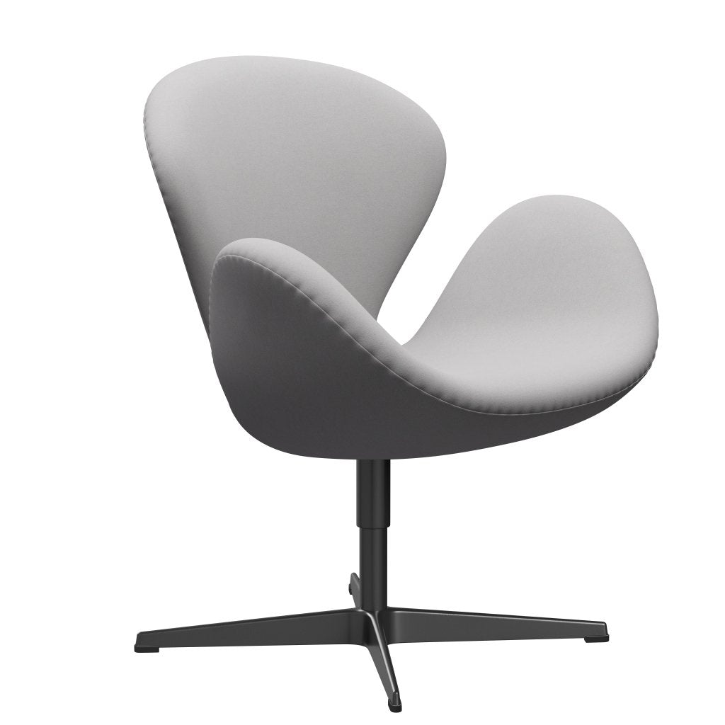 Fritz Hansen Chaise salon de cygne, laquée noire / confort blanc / gris