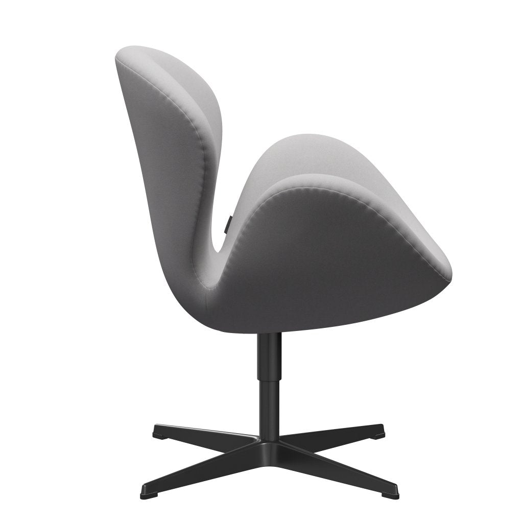 Fritz Hansen Chaise salon de cygne, laquée noire / confort blanc / gris