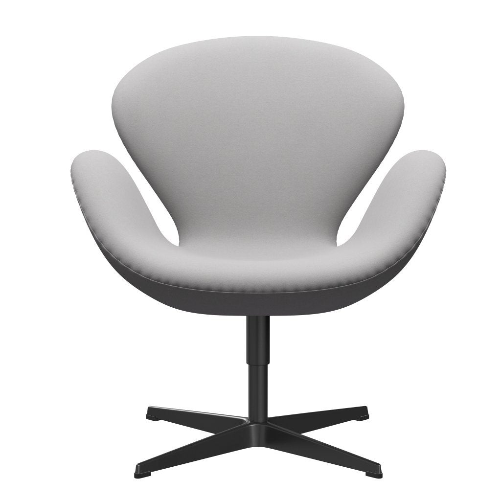 Fritz Hansen Chaise salon de cygne, laquée noire / confort blanc / gris