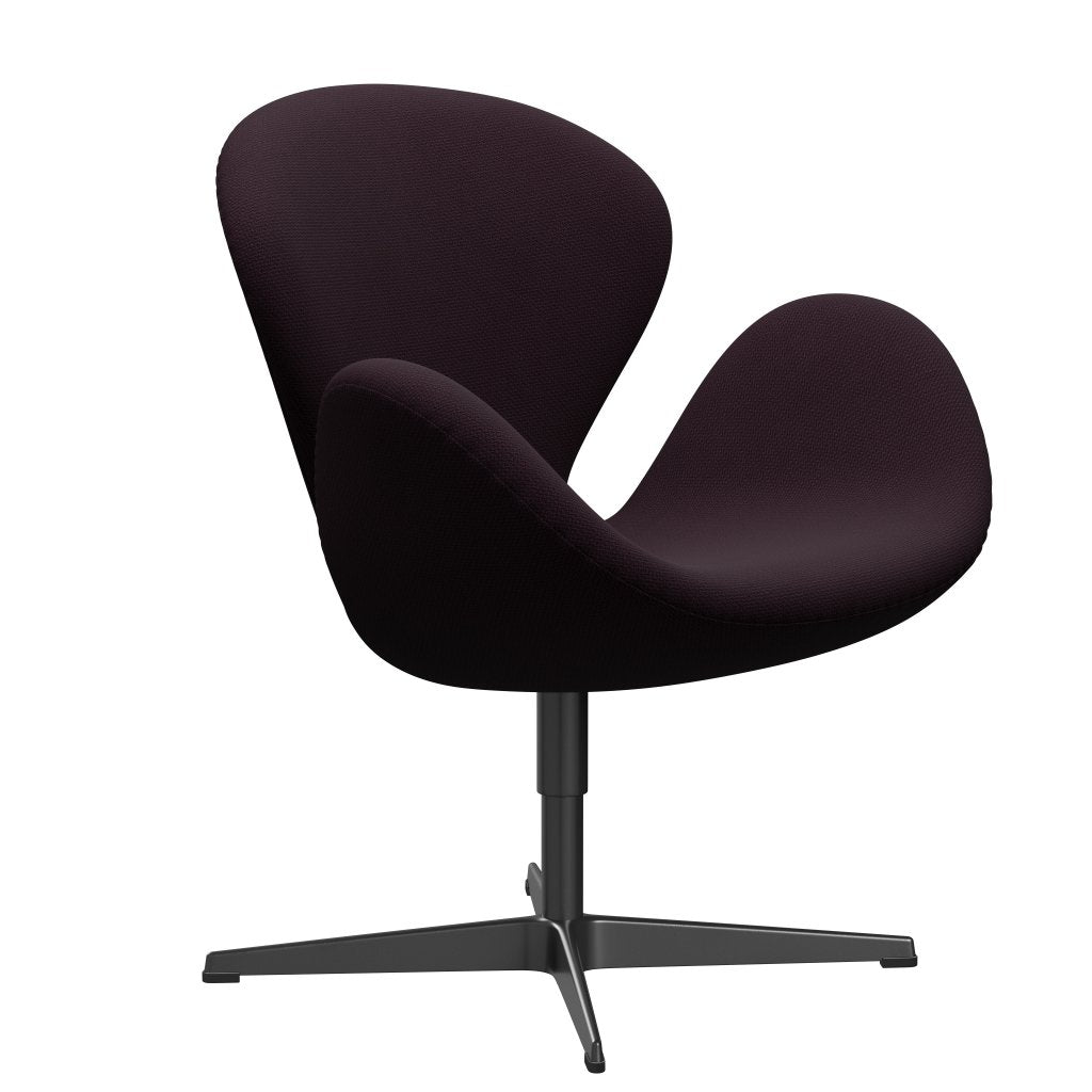 Sedia fritz Hansen Swan Lounge, laccatura nera/Diablo Plum