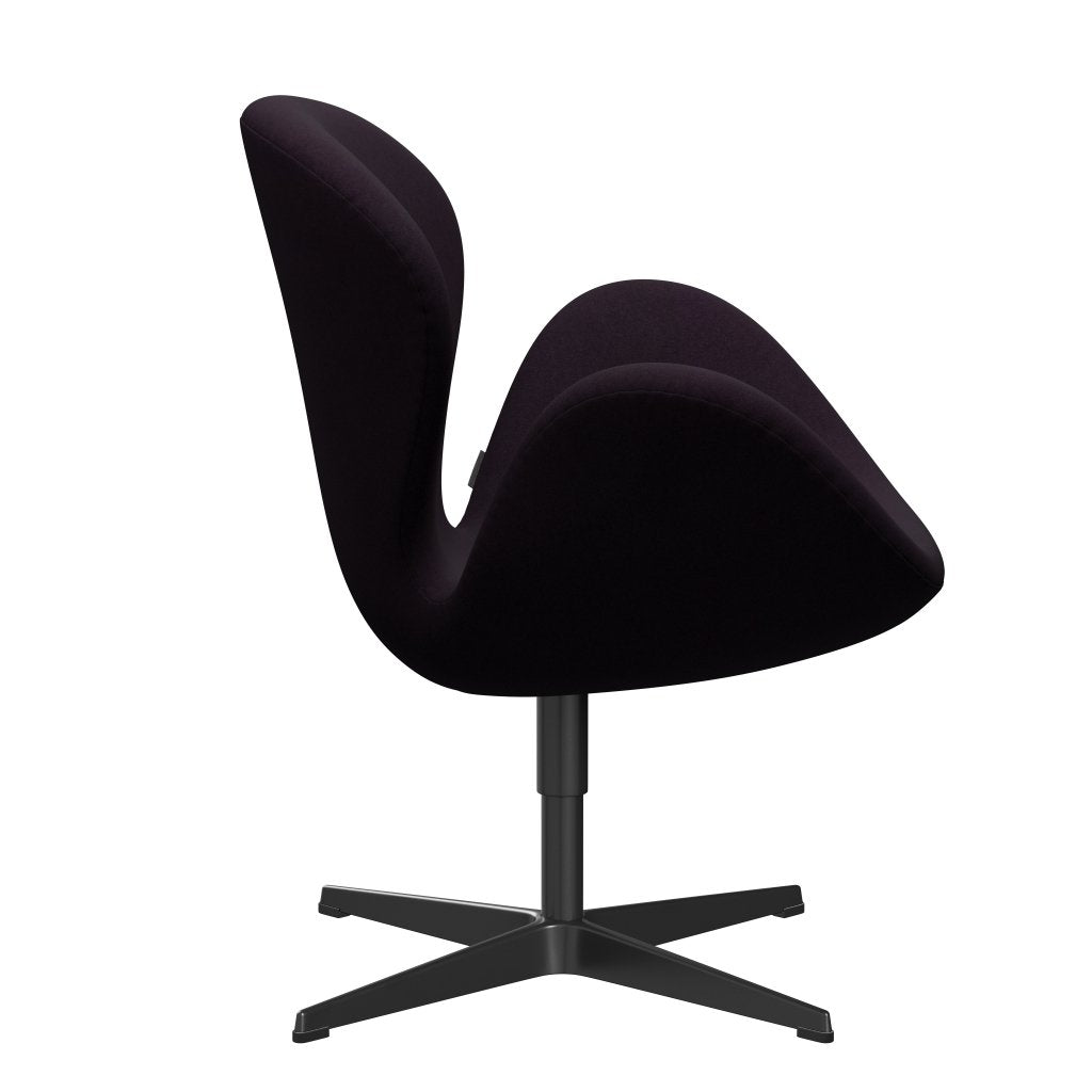 Fritz Hansen Swan Lounge Chair, Black Lacquered / Divina Aubergine (376)