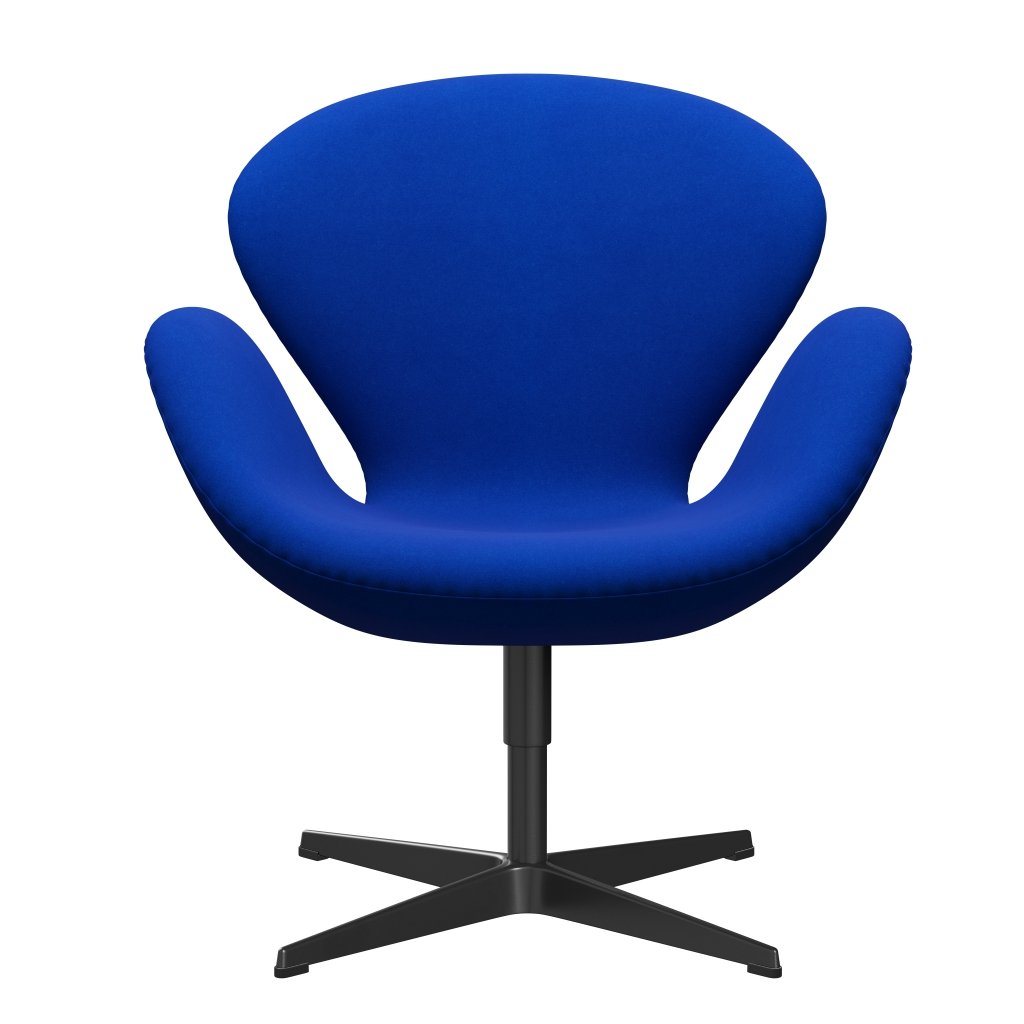 Fritz Hansen Chaise salon de cygne, noir laqué / divina bleu