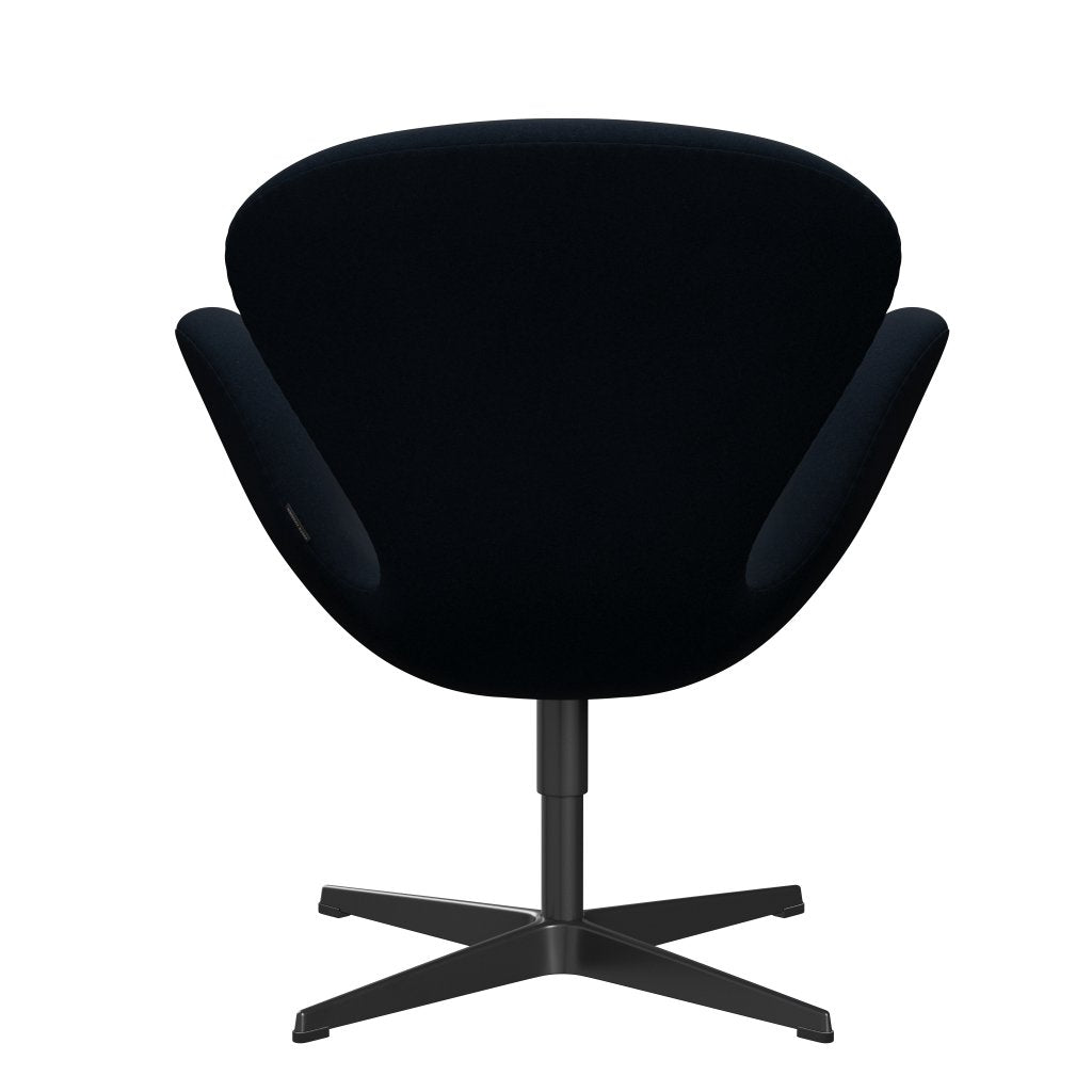 Fritz Hansen Chaise salon de cygne, noir laqué / divina bleu foncé