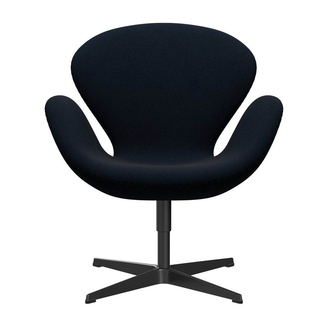 Fritz Hansen Chaise salon de cygne, noir laqué / divina bleu foncé