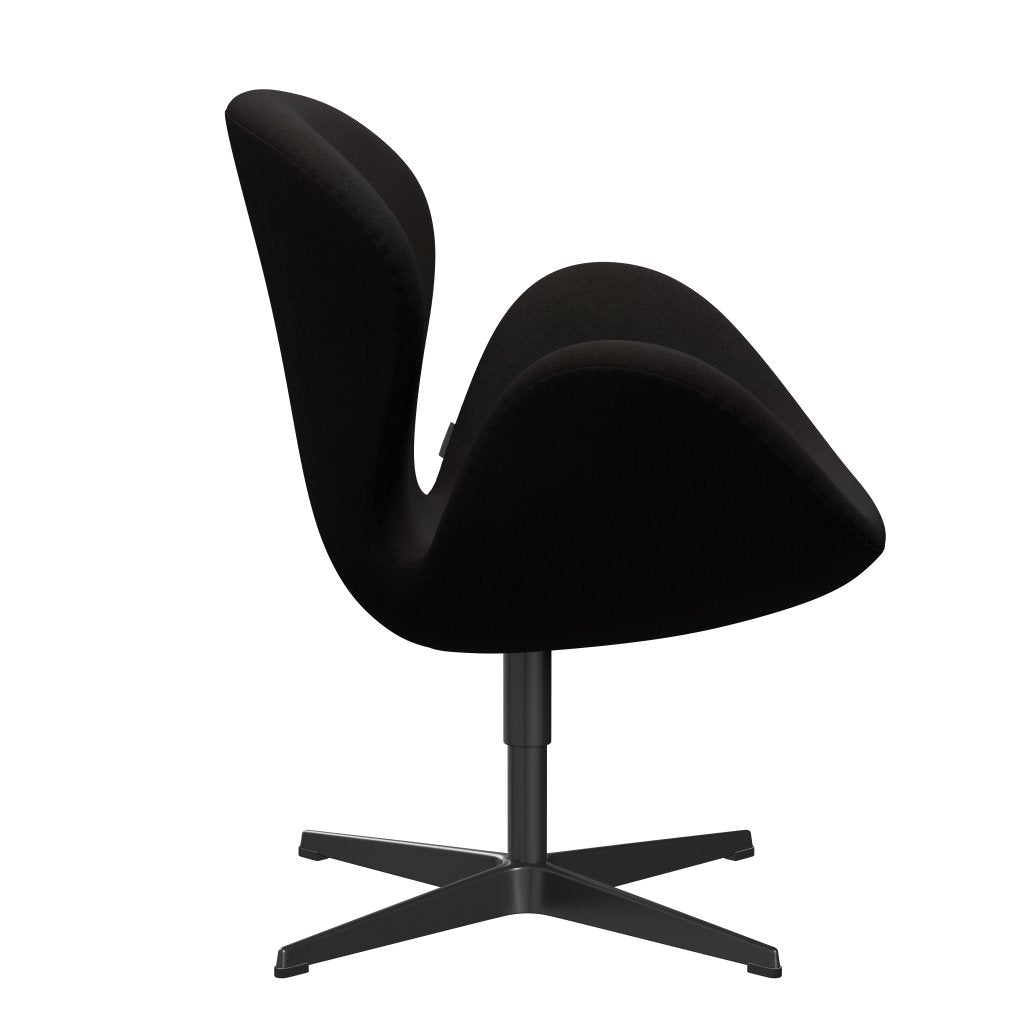 Fritz Hansen Chaise de salon de cygne, noire laqué / divina brun foncé (384)