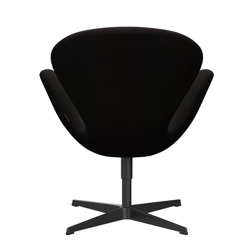 Fritz Hansen Chaise de salon de cygne, noire laqué / divina brun foncé (384)