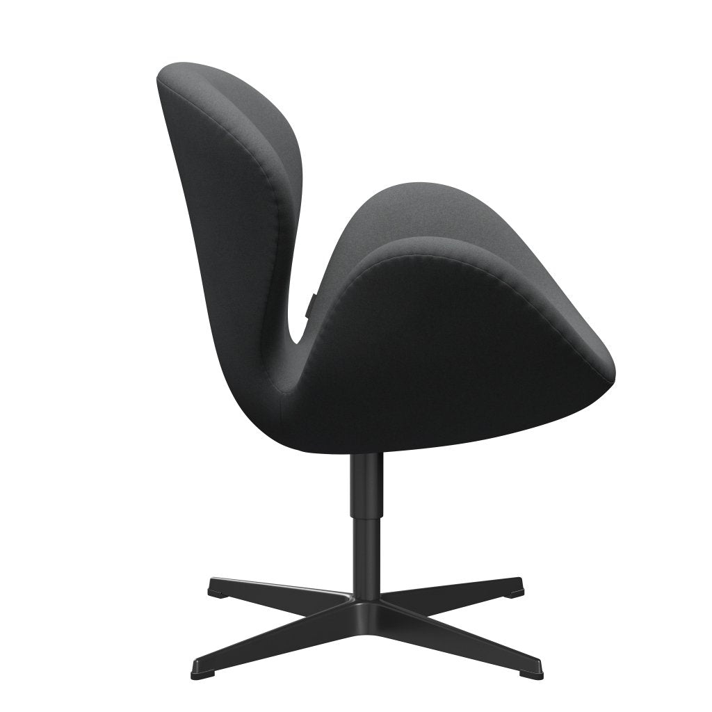 Fritz Hansen Chaise de salon de cygne, noire laqué / divina gris foncé