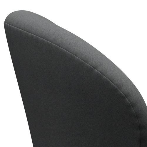 Fritz Hansen Chaise de salon de cygne, noire laqué / divina gris foncé