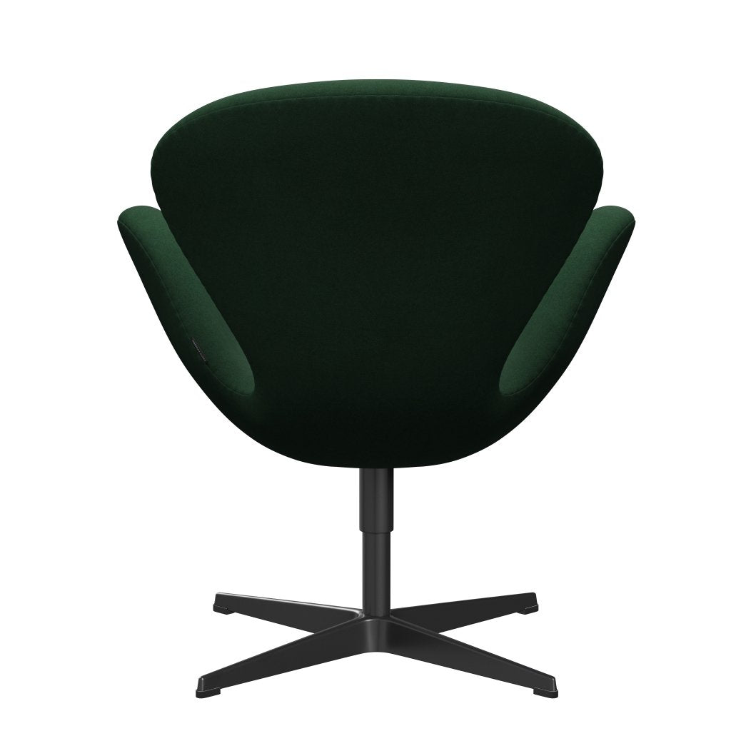 Fritz Hansen Chaise de salon de cygne, noir de laquée / divina Green foncé (876)