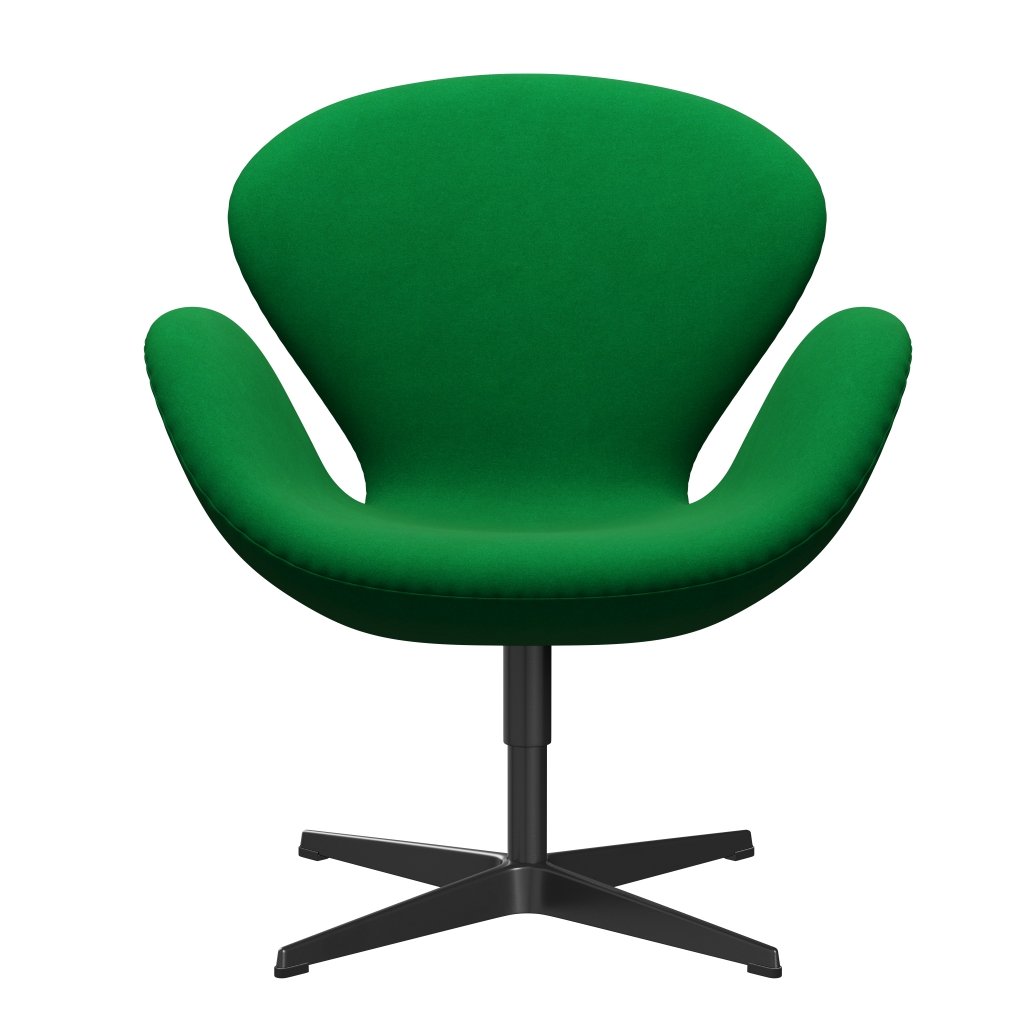 Fritz Hansen Chaise salon de cygne, noire laquée / divina Green Green