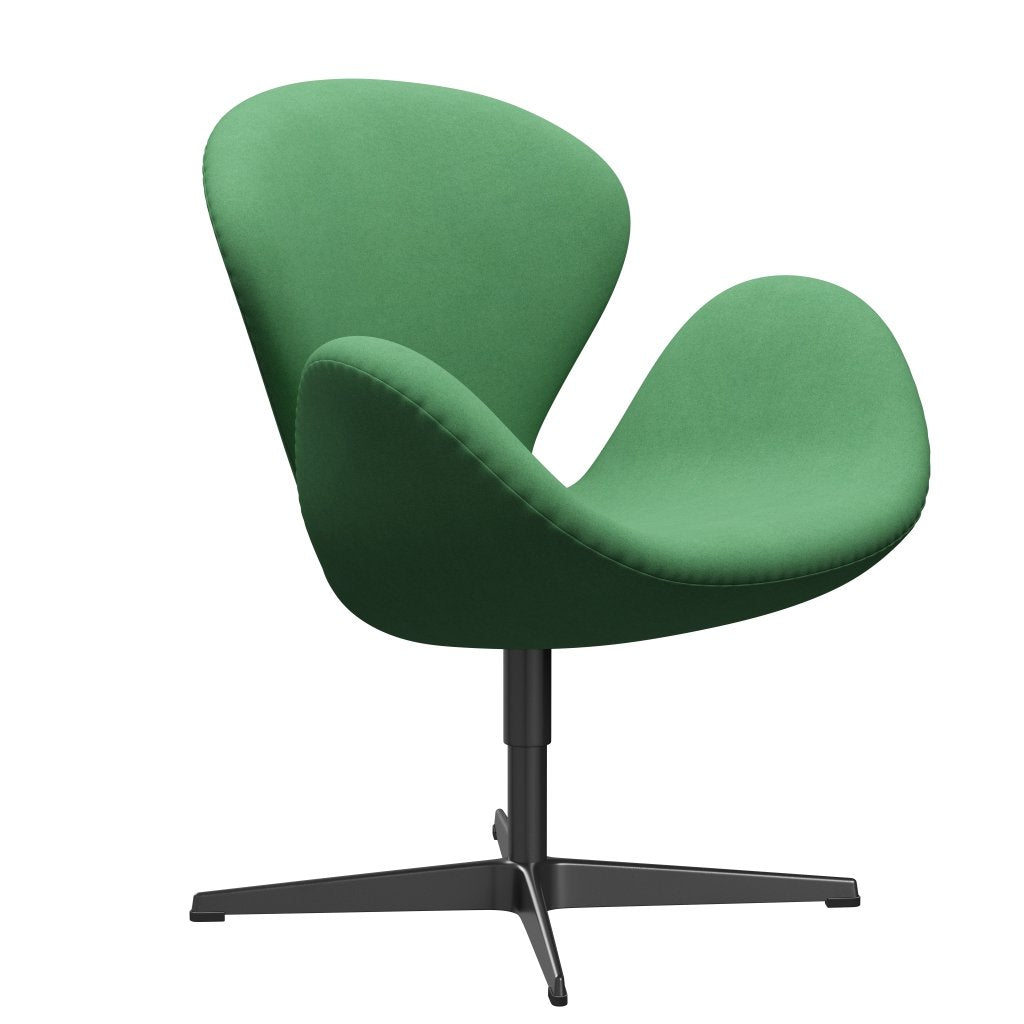 Sedia da salone Fritz Hansen Swan, laccatura nera/Divina Green