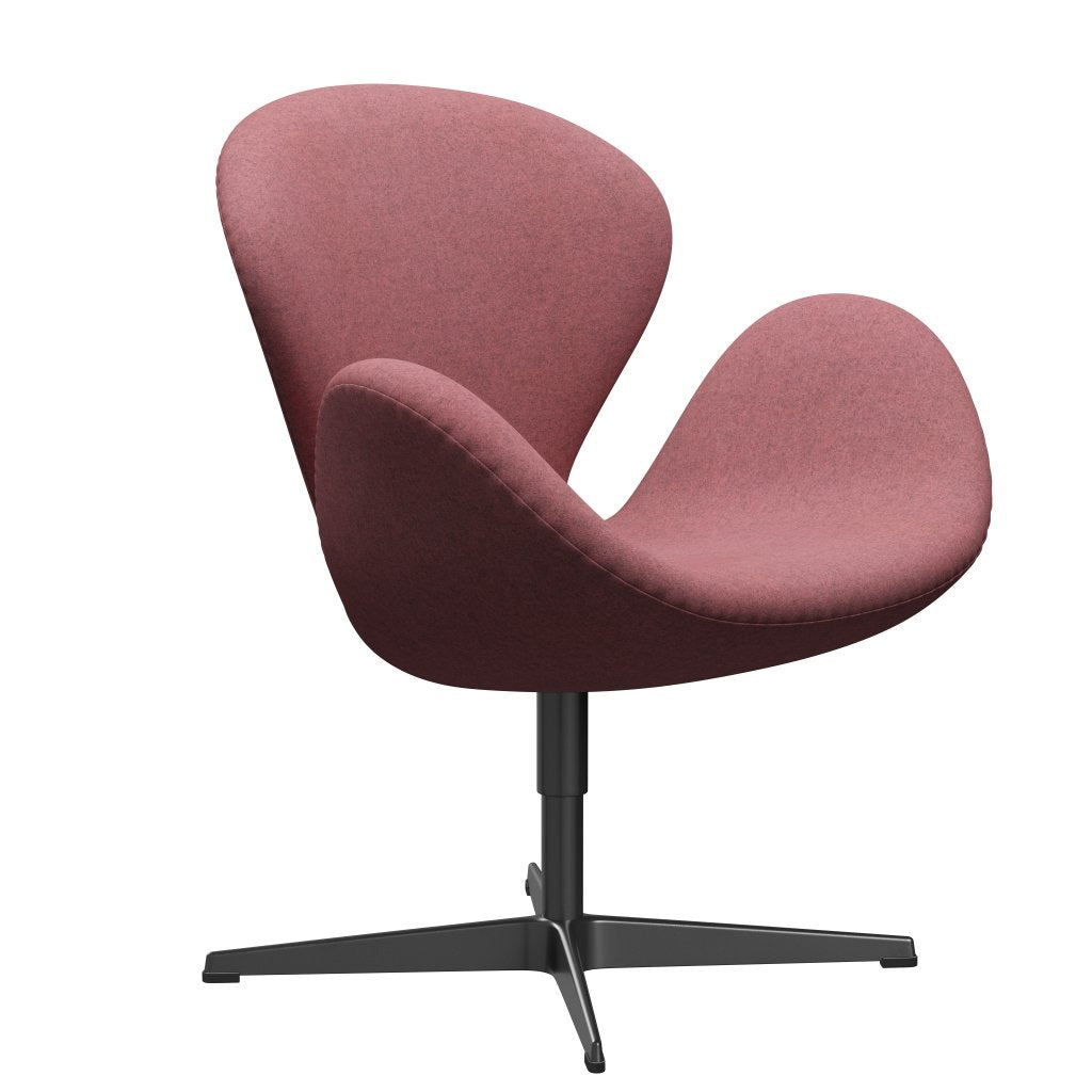 Fritz Hansen Chaise de salon de cygne, noire laquée / divina melange rose