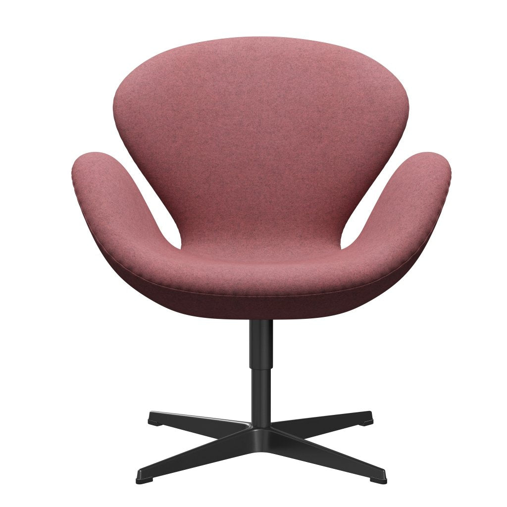 Fritz Hansen Chaise de salon de cygne, noire laquée / divina melange rose