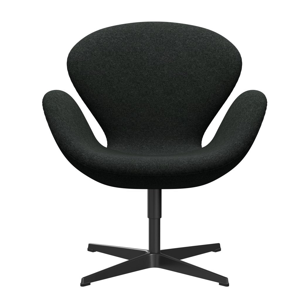 Silla de salón Fritz Hansen Swan, lacado negro/Divina Melange Salt & Pepper