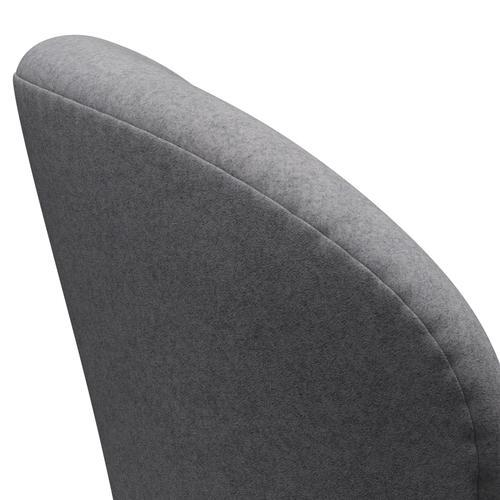 Fritz Hansen Chaise salon de cygne, noire laquée / divina melange gris en pierre