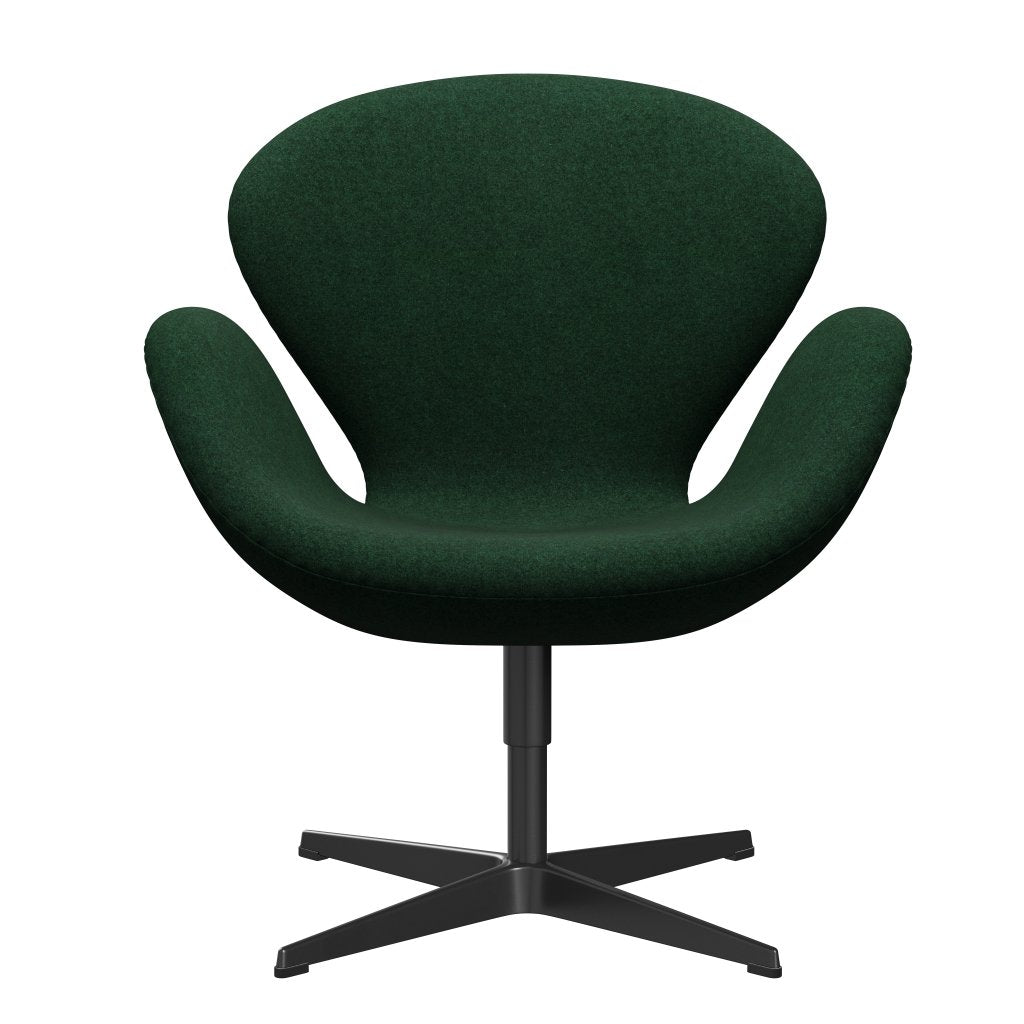 Fritz Hansen Chaise salon de cygne, noir de laquée / divina melange chaud vert foncé