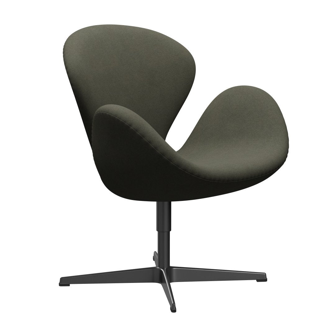 Sedia da salone Fritz Hansen Swan, verde militare laccato/Divina nera