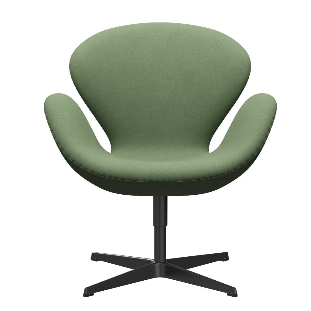 Fritz Hansen Chaise de salon de cygne, noir de laquée / divina vert olive