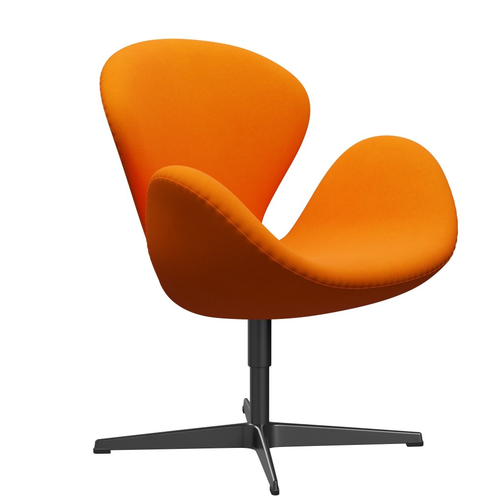 Fritz Hansen Swan Lounge Stuhl, schwarzer lackierter/Divina Orange Dunkelheit