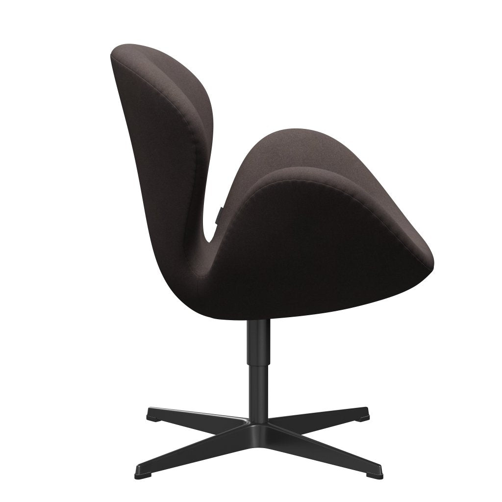 Fritz Hansen Chaise de salon de cygne, noire laquée / divina pastel marron