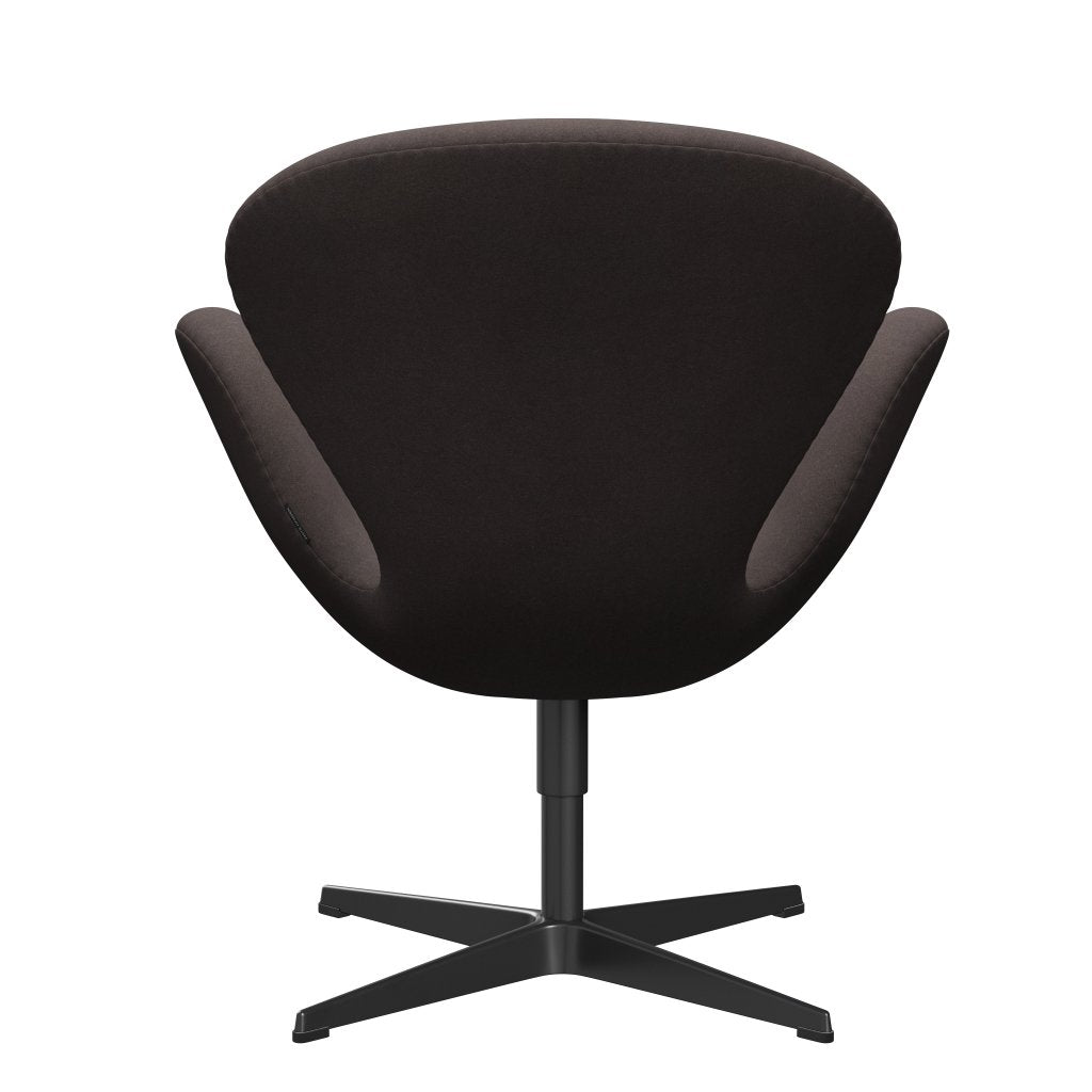 Fritz Hansen Chaise de salon de cygne, noire laquée / divina pastel marron