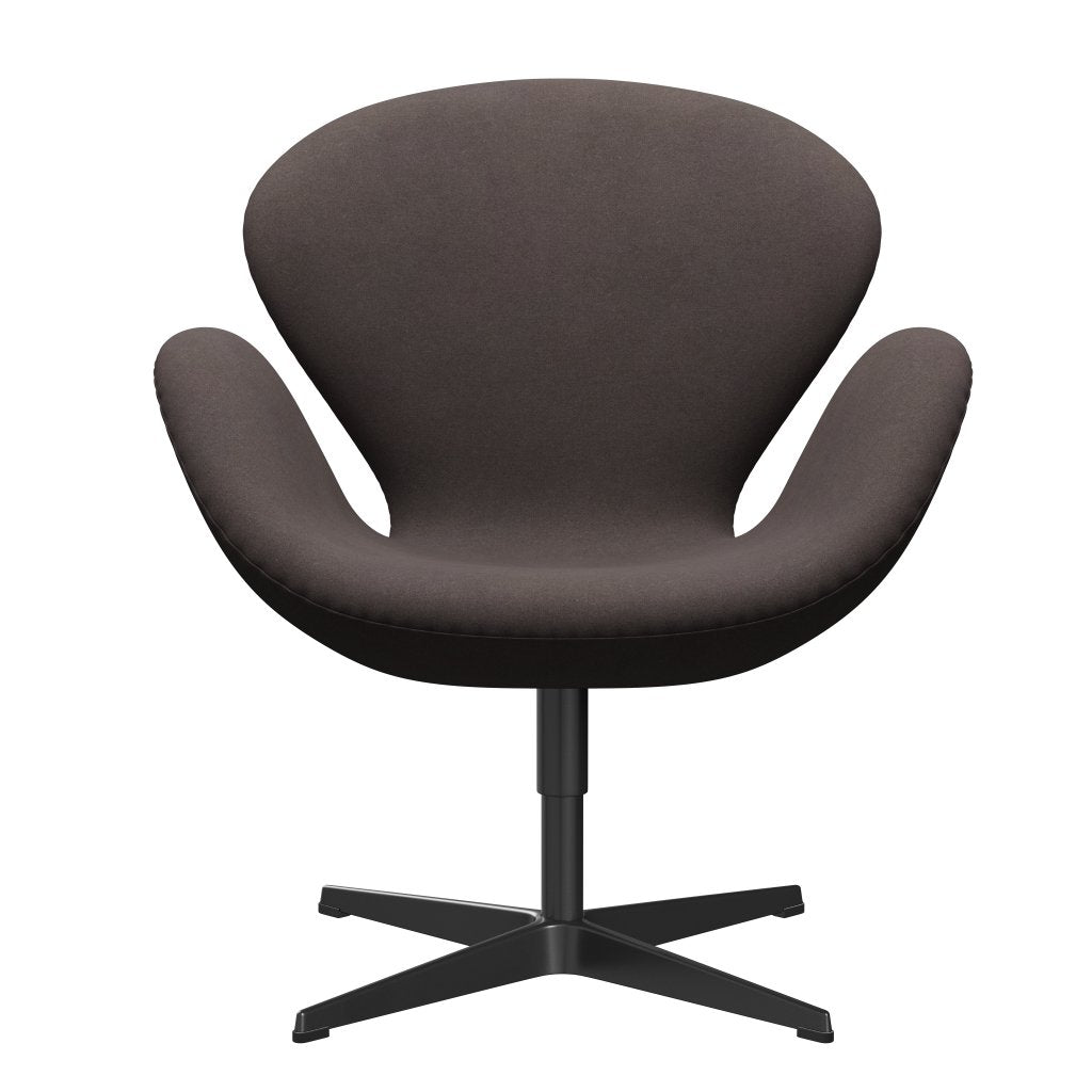 Fritz Hansen Chaise de salon de cygne, noire laquée / divina pastel marron