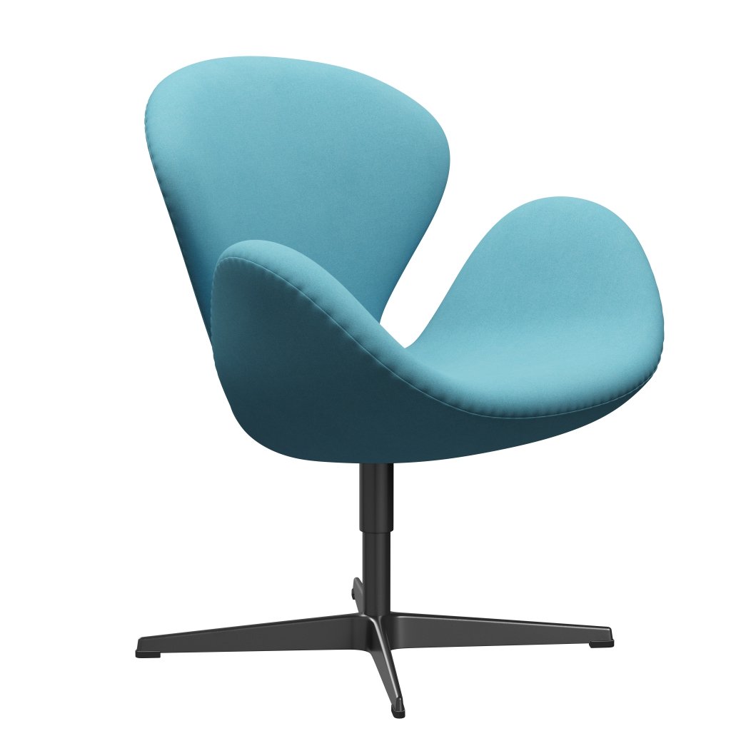 Fritz Hansen Chaise salon de cygne, lumière turquoise laquée noire / divina