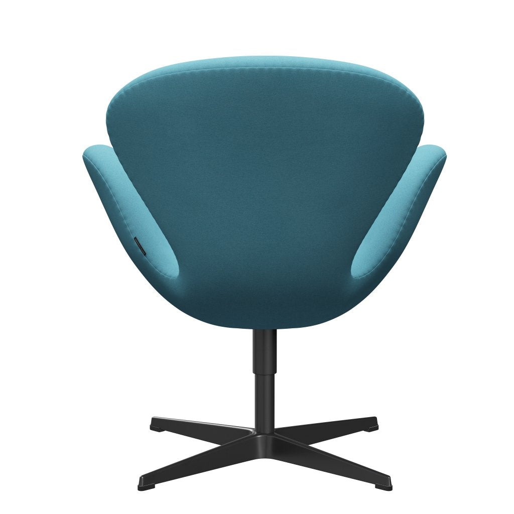 Fritz Hansen Chaise salon de cygne, lumière turquoise laquée noire / divina