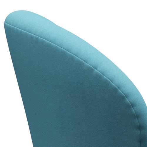 Fritz Hansen Chaise salon de cygne, lumière turquoise laquée noire / divina