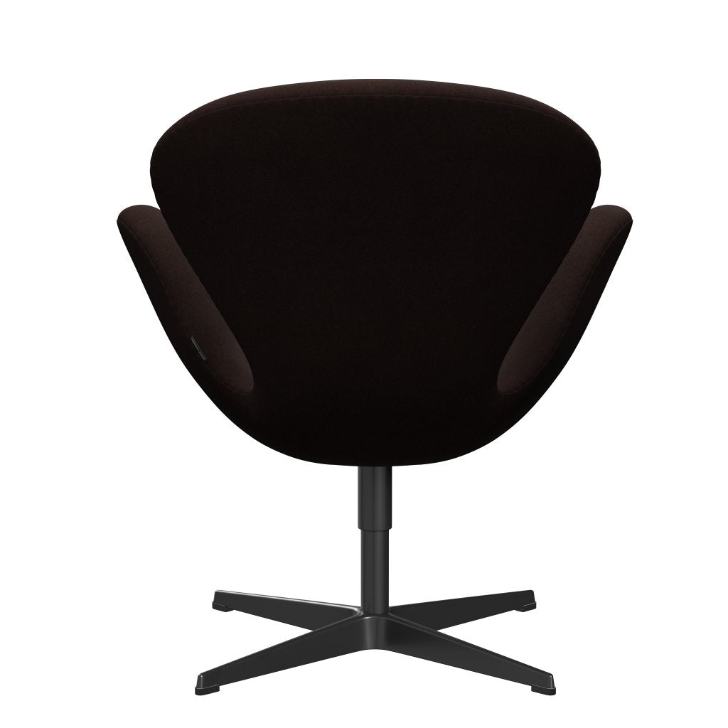 Fritz Hansen Chaise de salon de cygne, noire laqué / divina brun chaud