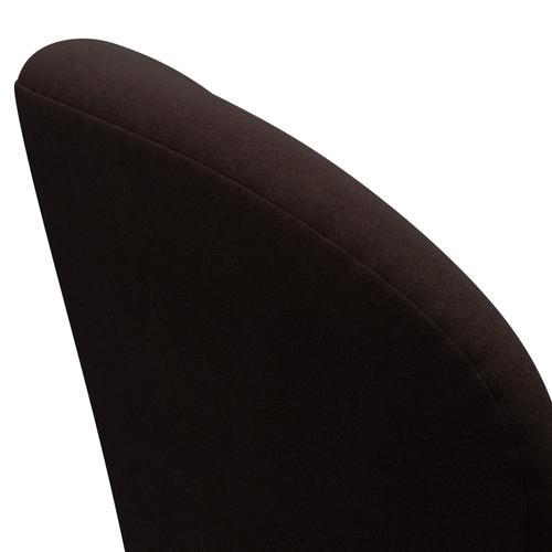 Fritz Hansen Chaise de salon de cygne, noire laqué / divina brun chaud