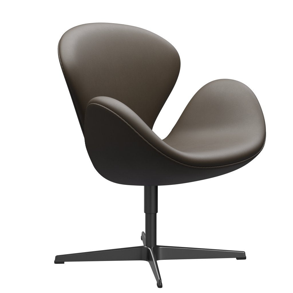 Fritz Hansen Chaise de salon de cygne, pierre laquée noire / essentielle