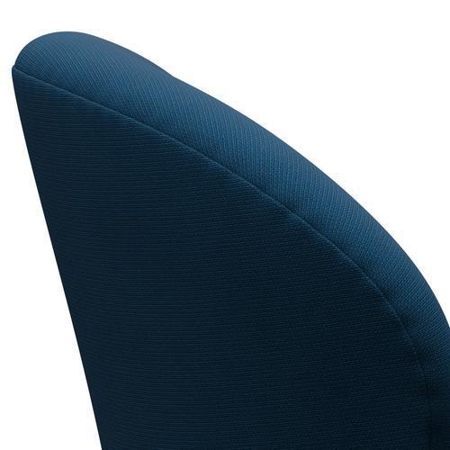 Fritz Hansen Chaise de salon de cygne, noire laqué / renommée bleu foncé brun