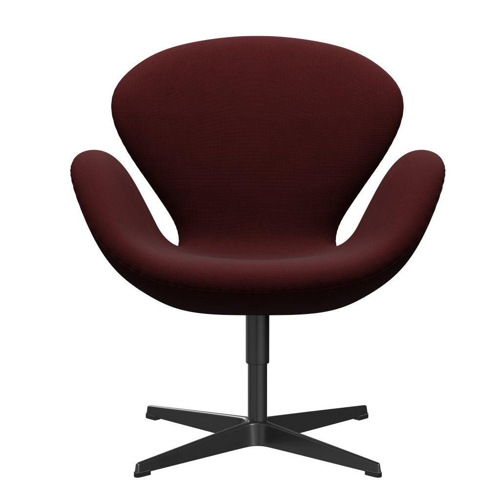 Fritz Hansen Chaise salon de cygne, noir laqué / renommée noire bordeaux