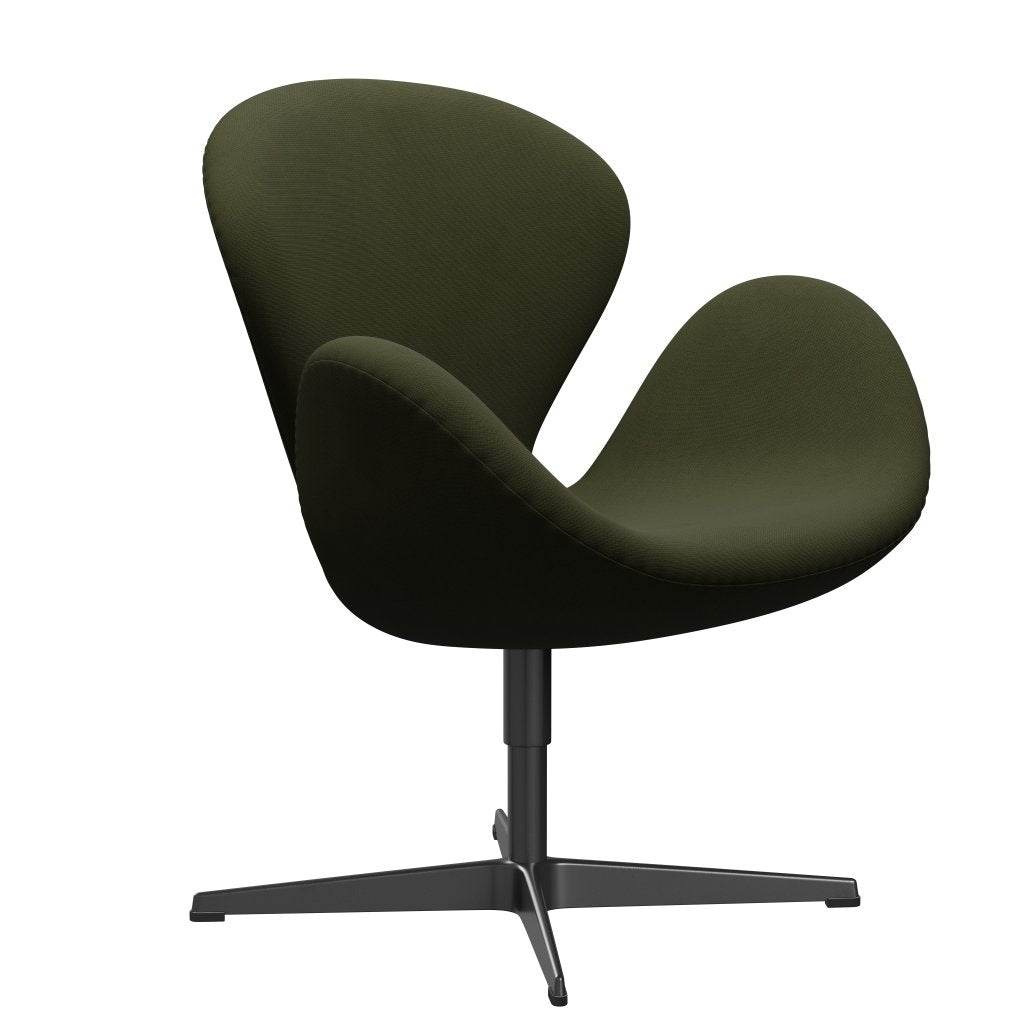 Fritz Hansen Swan Lounge Stuhl, schwarz lackiert/berühmt dunkelbraunes Grün