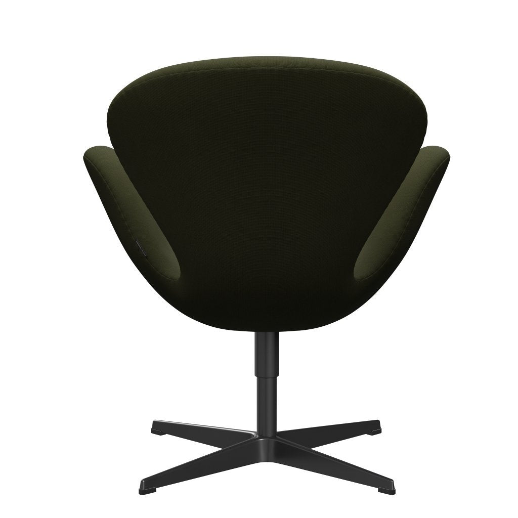 Fritz Hansen Chaise de salon de cygne, noire laquée / renommée verte brun foncé