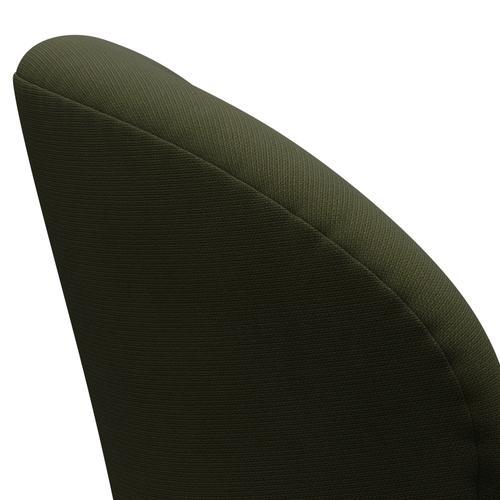 Fritz Hansen Chaise de salon de cygne, noire laquée / renommée verte brun foncé