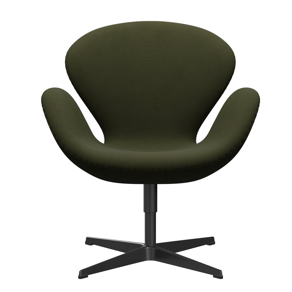 Fritz Hansen Chaise de salon de cygne, noire laquée / renommée verte brun foncé