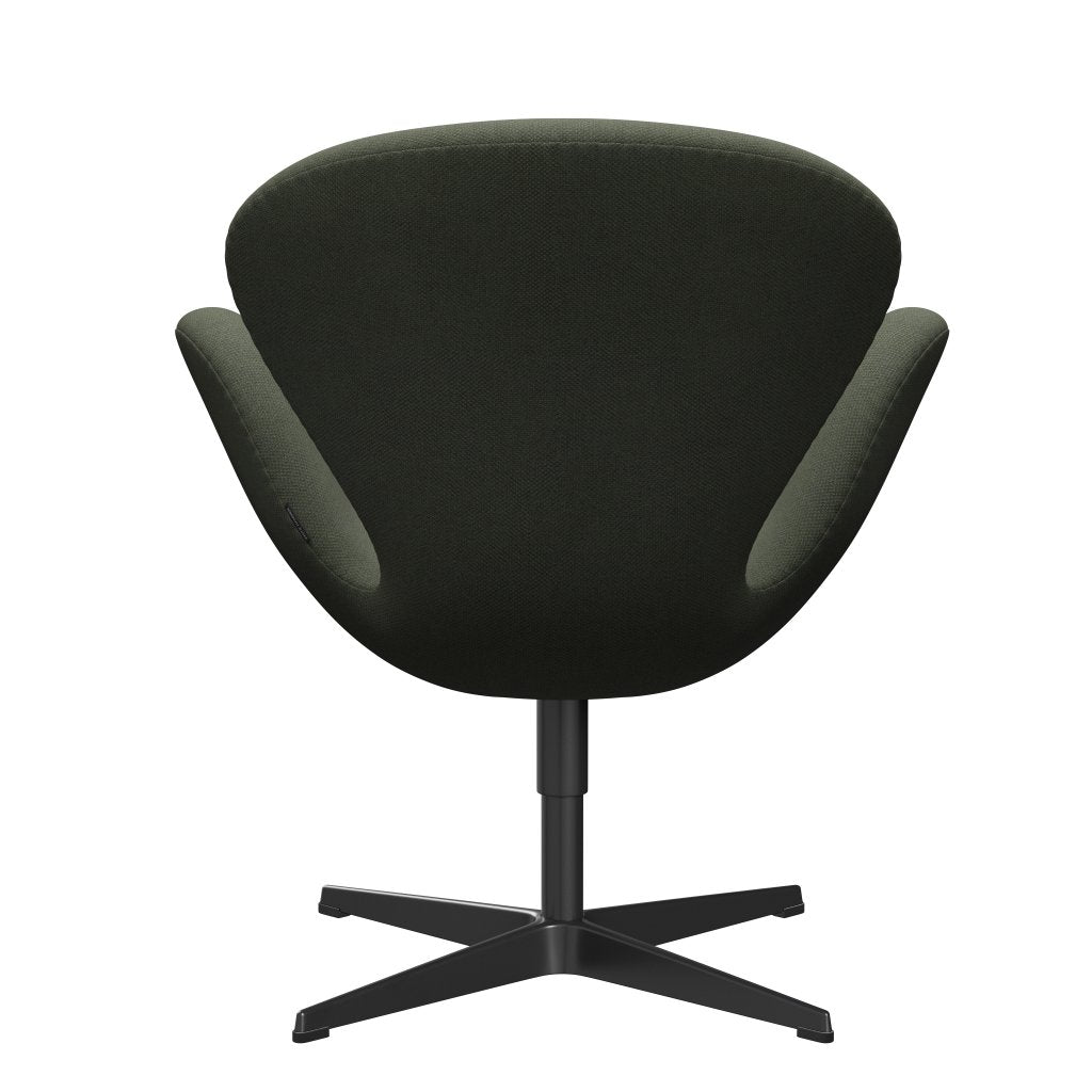 Fritz Hansen Swan Lounge -stoel, zwart gelakt/fiord olijfgroen/medium groen