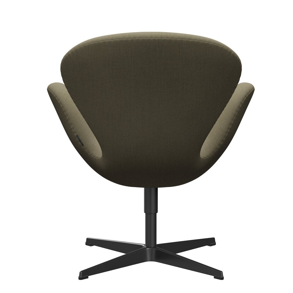 Sedia fritz Hansen Swan Lounge, laccatura nera/Fiord Olive Green/Stone