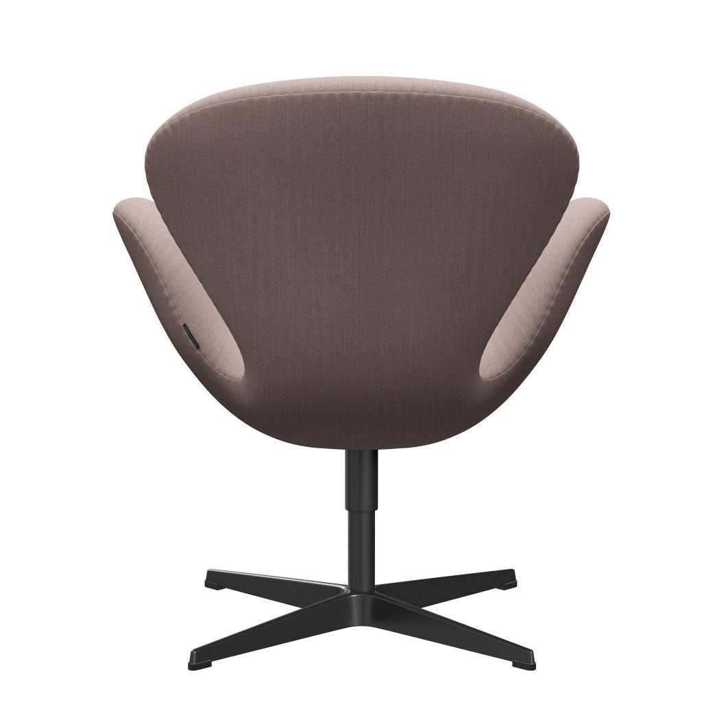 Fritz Hansen Swan Lounge Stuhl, schwarzer lackierter/fiordrosa/Stein