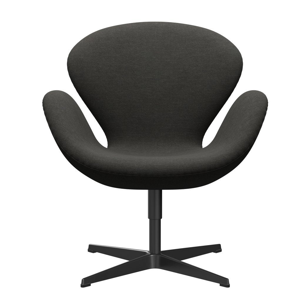 Fritz Hansen Chaise salon de cygne, noir laqué / fiord noir / marron