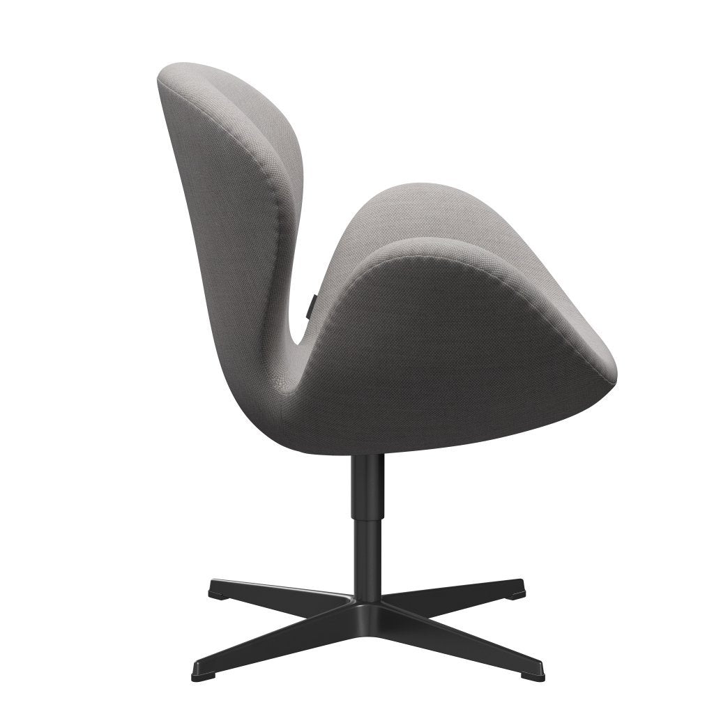 Fritz Hansen Chaise de salon de cygne, noire laquée / fiord pierre / pierre