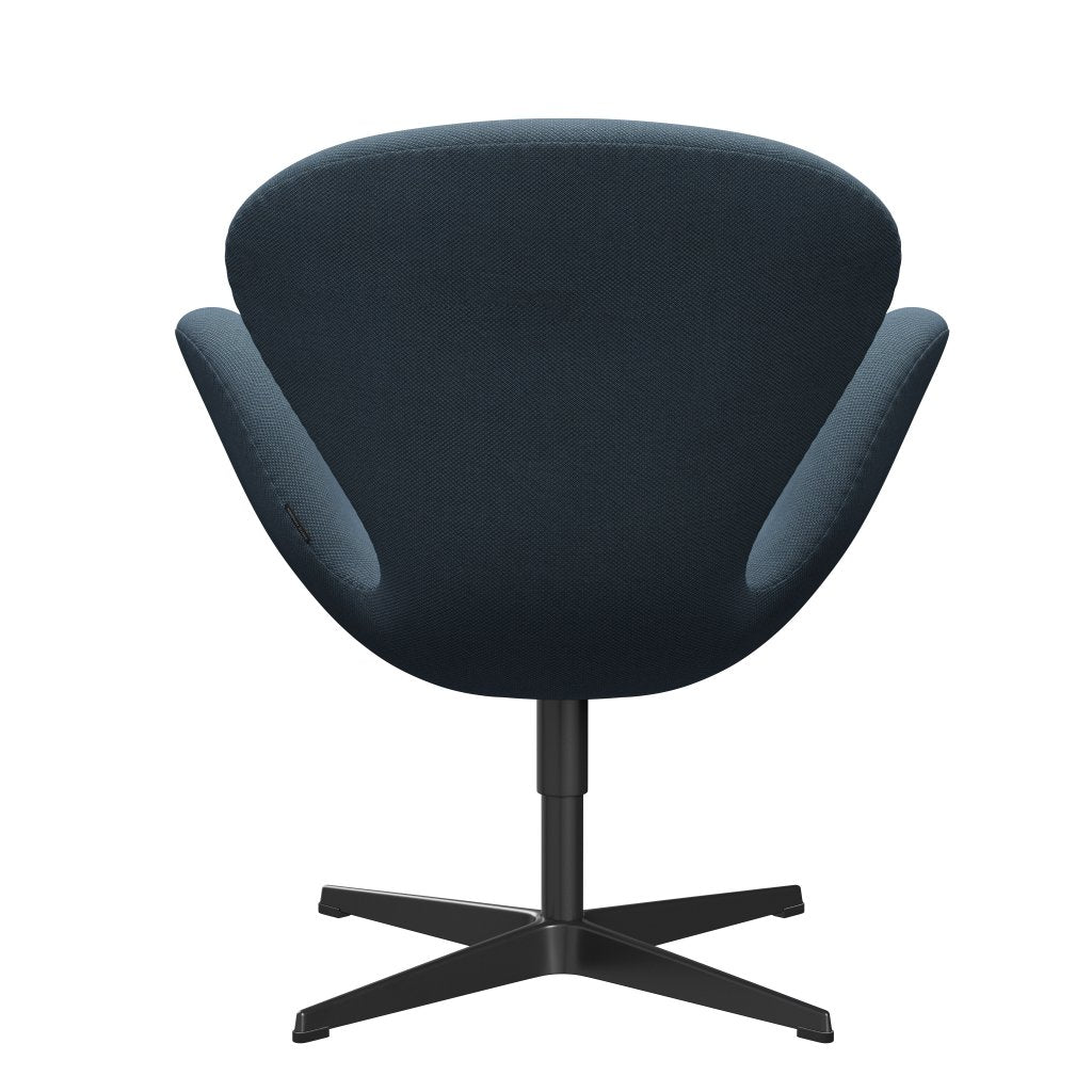 Fritz Hansen Chaise de salon de cygne, bleu de pierre laquée noire / fiord