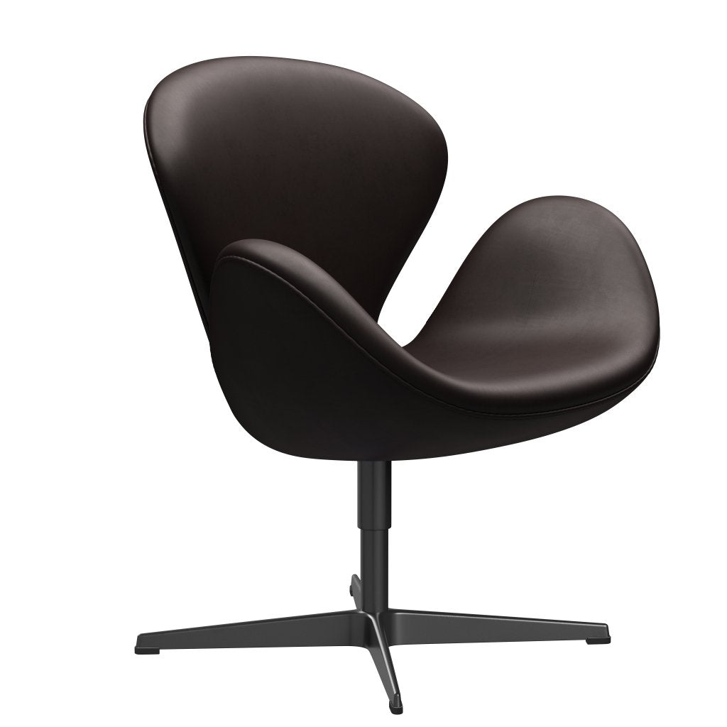 Fritz Hansen Chaise de salon de cygne, laquée noire / marron foncé